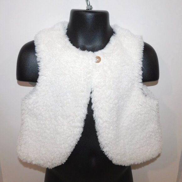 Gymboree Baby Girl 18-24 months White Sherpa Vest Holly Pattern Lined - Picture 4 of 8